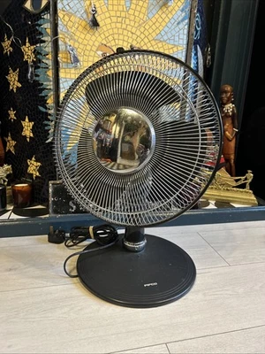 "Ventilador de escritorio Pifco vintage de 14"" negro y plateado, oscilante, retro" - Imagen 1 de 4