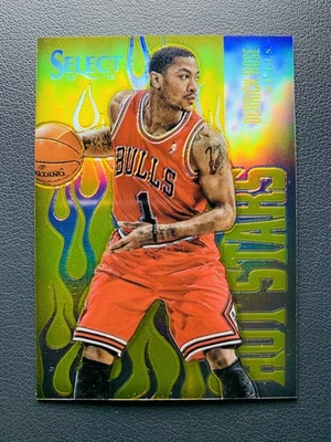 Camiseta deportiva 2012-13 Panini Select Derrick Rose #20 Hot Stars dorada Prizm 01/10≈1/1# Foto 1 de 2