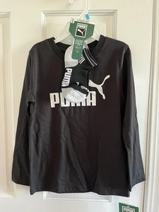 Puma Shirt Boys Size 5 Black Crewneck Long Sleeve Tee & Sock Set Logo NWT - Picture 1 of 5