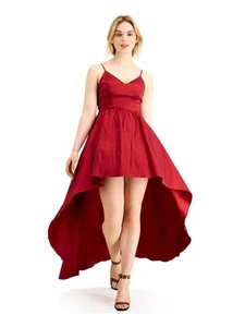 B DARLIN Womens Zippered Spaghetti Strap V Neck Mini Party Hi-Lo Dress - Picture 1 of 28