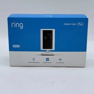 Nueva cámara de seguridad interior Ring Indoor Cam Plus 2K enchufable 5CFYAB sin reclamar 2025 - Imagen 1 de 6