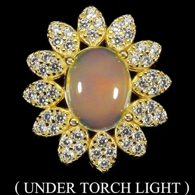 925 Sterling Silver Pendant Oval Fire Opal 9x7mm Natural Gemstone Jewelry - Image 1 of 4