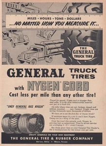 1954 General Tire: Nygen Cord, non importa come lo misuri pubblicità stampa vintage - Foto 1 di 1