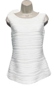 Calvin Klein Petite large Sleeveless top Ivory textured waves lined New - Picture 1 of 10