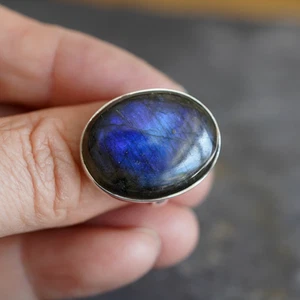 Labradorite 925 Sterling Silver Ring Size O - Picture 1 of 3