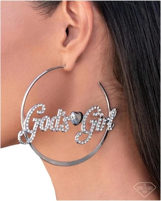 Nuevo Paparazzi Joyería-Brillo Con Propósito Aro Pendiente-Blanco Foto 1 de 2