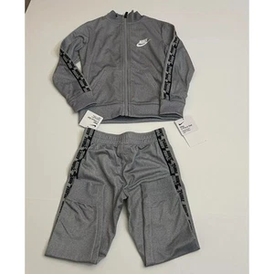 Nike Boys Jogger Tracksuit Jacket and Pants 2 Piece Grey Taping Logo Size 4 - Picture 1 of 9