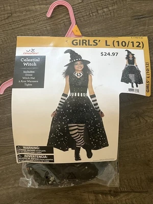 Niñas L (10-12) Halloween Disfraz Completo Blanco y Negro Bruja Celestial ¡NUEVO! Foto 1 de 2