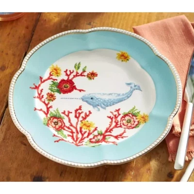 Anthropologie Lou Rota Narwhal Plate Mother Nature Dessert Salad 9.5" Brand New - Image 1 of 4