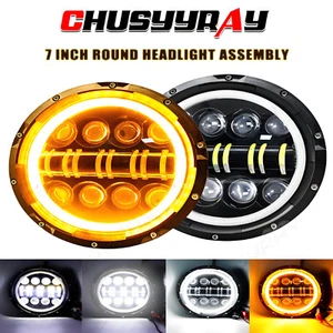 Pair 7INCH Round Halo Headlights HI/LO Fit for Chevy Chevelle 1971 1972 1973 - Picture 1 of 10