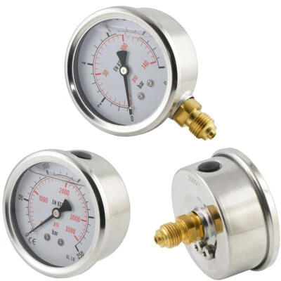 Glycerinmanometer Senkrecht Waagerecht Ø 63 mm Druckluft Vakuum Hochdruck - Bild 1 von 2