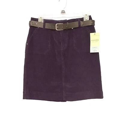 Новый Sonoma темно-синий заниженной современный крой прямой вельвет юбка женский размер 4P - Изображение 1 из 4