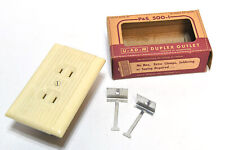 VINTAGE P & S IVORY BAKELITE OUTLET WITH RIBBED FACE PLATE NEW OLD STOCK