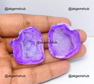 2 Pcs 111.00 Cts Natural Geode Pendant Supply Druzy 29X34X10 mm To 30X33X10 mm - Picture 1 of 9