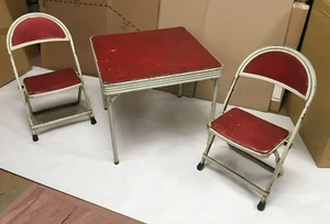 **VIntage MCM DURHAM MODEL 31 RED CARD TABLE & 2 CHAIRS CHILD'S SALESMANS SAMPLE - Picture 1 of 24