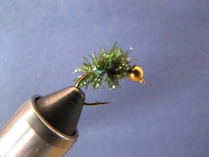 Opal Dark OIive Estaz egg Steelhead, Salmon, trout fly fishing Bead head #8 - Foto 1 di 1
