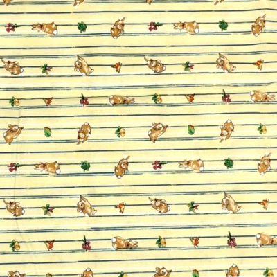 Beatrix Potter 2001 tela Peter Rabbit 2 yardas conejitos a rayas amarillas  Foto 1 de 4