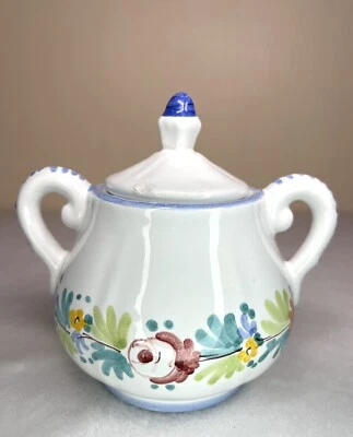 Williams Sonoma Grand Cuisine Italy Sugar Bowl With Lid Hand Painted 5.25" Flaw - Image 1 of 4