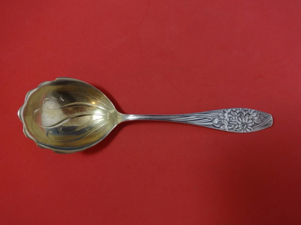 Narcissus by Frank Whiting Sterling Silver Berry Spoon GW Scrolly Bowl 8 1/2" - Image 1 of 1
