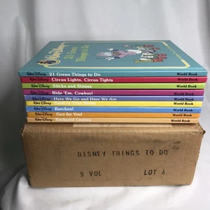 1984 Vintage Disney Book Set World Book 9 Volumes Children Things to Do - Imagen 1 de 12