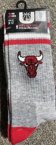 Chicago Bulls NBA UNK Crew Socks Mens Sizes 6-12 Red/Black/Gray 3-Pack NWT Cover
