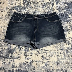 Cato Women's Denim Cuffed Shorts Embroidered Bead Pockets Sz 22W - Picture 1 of 6