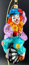 CHRISTOPHER RADKO JOLLY CYCLE CLOWN GLASS CHRISTMAS ORNAMENT - AS IS