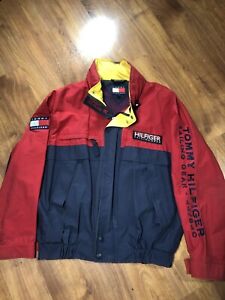 Vintage Tommy Hilfiger Sailing Gear Jacket Size Large Spellout Red Navy