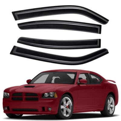 Tape-on Window Visor Vent Shade Side Wind Deflectors For 2006-2010 Dodge Charger - Imagem 1 de 4