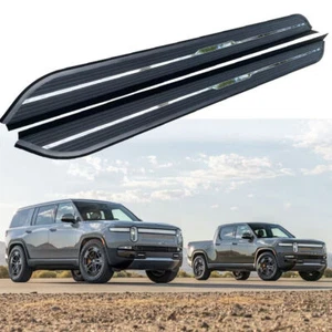 Black Running Board fits for Rivian R1S R1T 2021-2024 Side Step Nerf Bar 2PCS - Picture 1 of 9