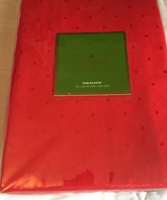 Kate Spade LARABEE DOT CRANBERRY (RED) 70 x 122" Tablecloth Extra Wide-- NWT - Image 1 of 2
