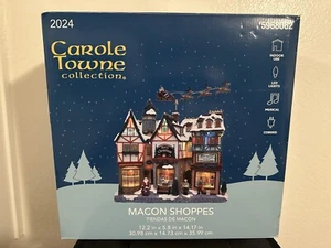 2024 Carole Towne Macon Shoppes Lighted Musical Village Scene Motion - Picture 1 of 7