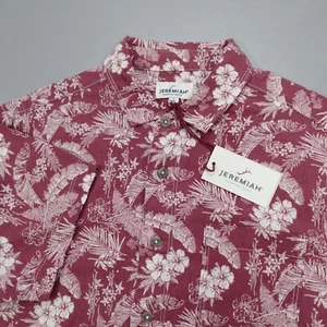 Jeremiah Linen Viscose Blend Short Sleeve Button Shirt Rhubarb Printed Size M - Picture 1 of 8