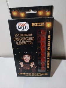 20 Pumpkin Halloween String Lights Indoor/Outdoor 1 Strand 9 Ft Black Cord NEW - Picture 1 of 4