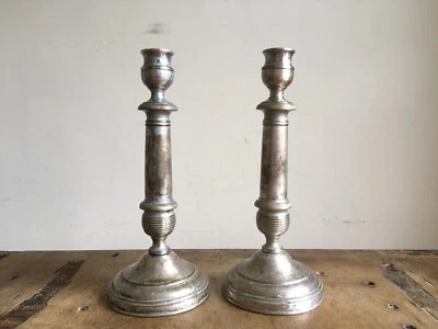 Antique Pair French 19th Century Silver-Plated Neoclassical Candlesticks - Image 1 of 4