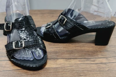 La Plume black patent leather 2 Adjustable strap Slide sandals low heel  38/7 - Image 1 of 4