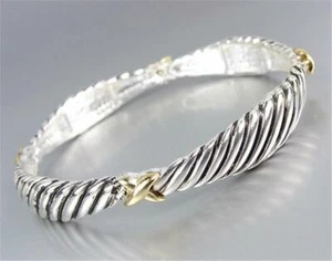 MAGNÍFICO Brazalete Elástico Estirado Oro X Alargado Torcido Plata - Imagen 1 de 2
