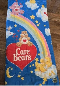 VTG 80s Care Bears Sleeping Bag w/Ice Cream Milkshake Stuffed Care Bear - Picture 1 of 10