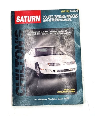 Chilton's Saturn Coupés Sedanes Vagones 1991-98 Manual de Reparación 8419 62300 Cableado Foto 1 de 4