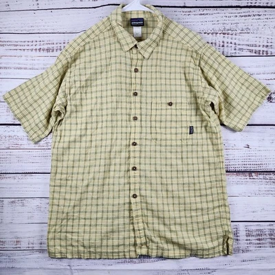Patagonia Organic Cotton Crepe Shirt Mens L Plaid Button Front RARE Discontinued - Image 1 of 4