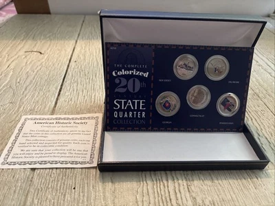 1999 Colorized Statehood Quarters 5 Coin Set with Display box & COA - Image 1 of 4