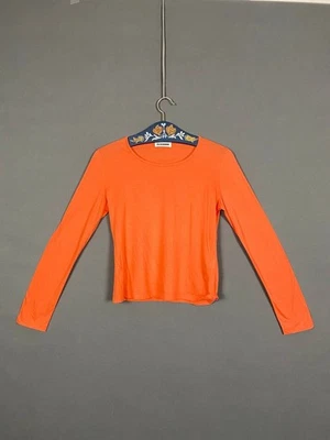 Jil Sander Womens Crop Top Size M Orange Long Sleeve Crew Neck Pullover - Image 1 of 4