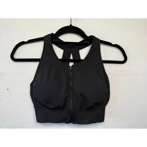 Soma Sport Seamless Zip Front Sports Bra, Black, Size M - Picture 1 of 4
