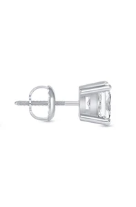 Lab Grown Diamond F/VS Earring Solid 14K White Gold Single Stud 1/2 Ct Princess - Picture 1 of 3