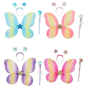 Adults Kids Butterfly Wings Trendy Star Headband 1Set Fairy Stick Performance - Picture 1 of 35