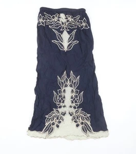 Topshop Women's Blue Embroidered Floral Skirt S - Picture 1 of 12