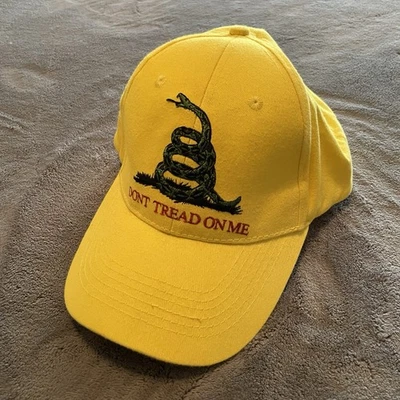 Don’t Tread On Me Hat Cap Strapback Yellow Flag Art US History Coiled Snake Logo - Image 1 of 4