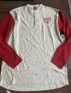 Ebbets Field Flannels Pilz rot Ärmel Logo Henley Hemd Herren XL Canada Made - Bild 1 von 5