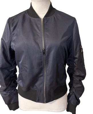 Chaqueta Bomber Etcetera Mujer Azul Marino Bolsillos en los Brazos Talla 10” Foto 1 de 4