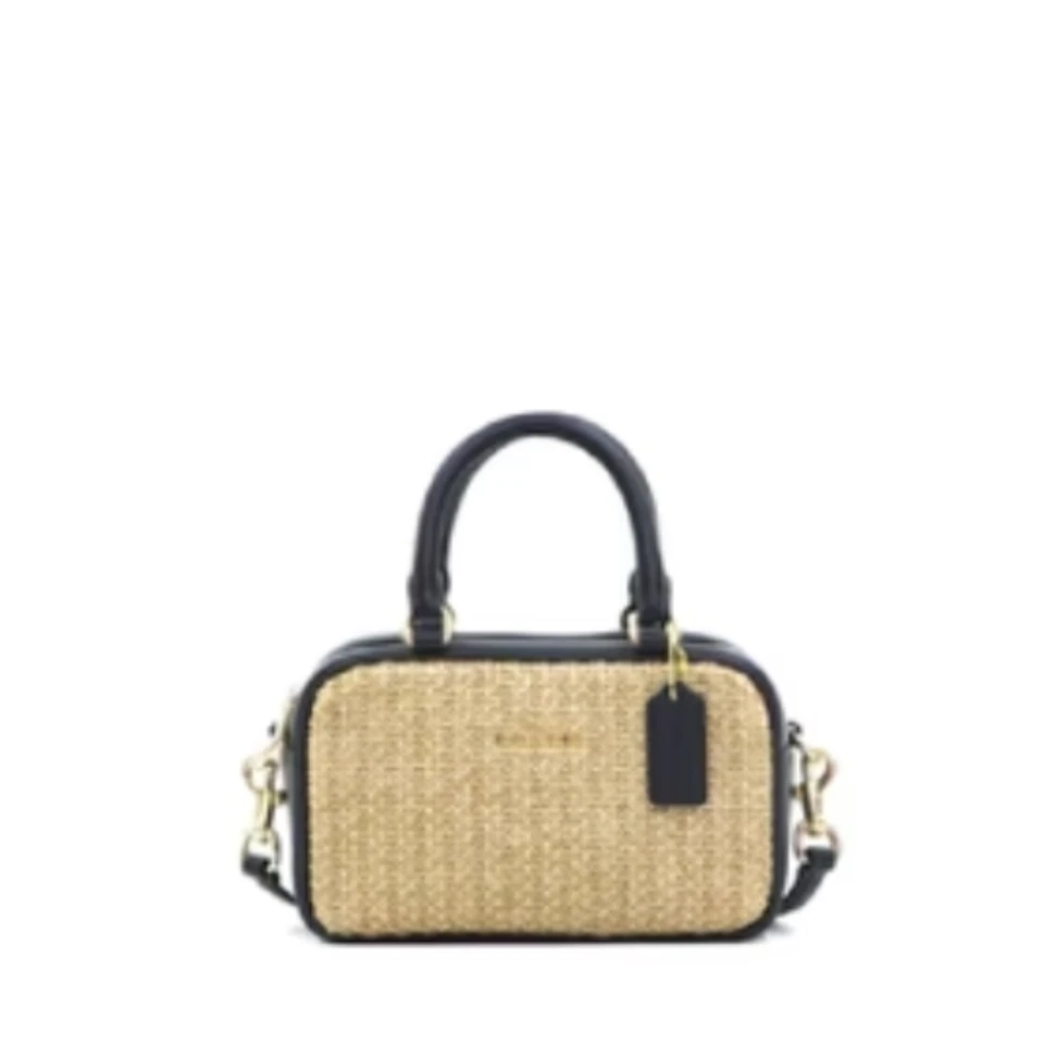 Coach Satchel Crossbody Straw - Toast Black